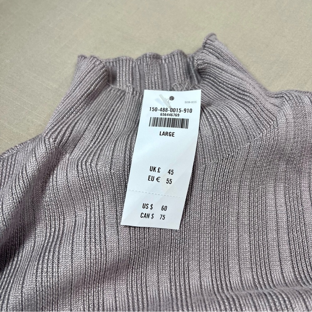 Abercrombie & Fitch Ribbed Mock Neck Sweater Large NWT Lavender Knit Long Sleeve - Picture 3 of 11